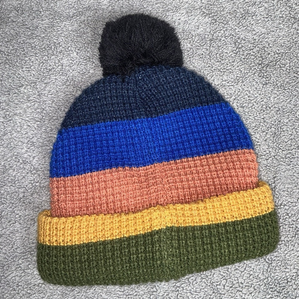 Explore The Mountains‎ Beanie Cuffed Waffle Knit Winter Fleece Lined Pom Hat - Picture 2 of 3